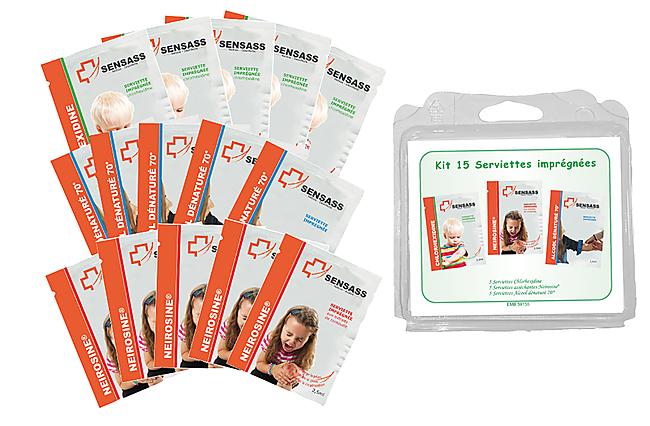 KIT SOIN 15 SERVIETTES IMPREGNEES