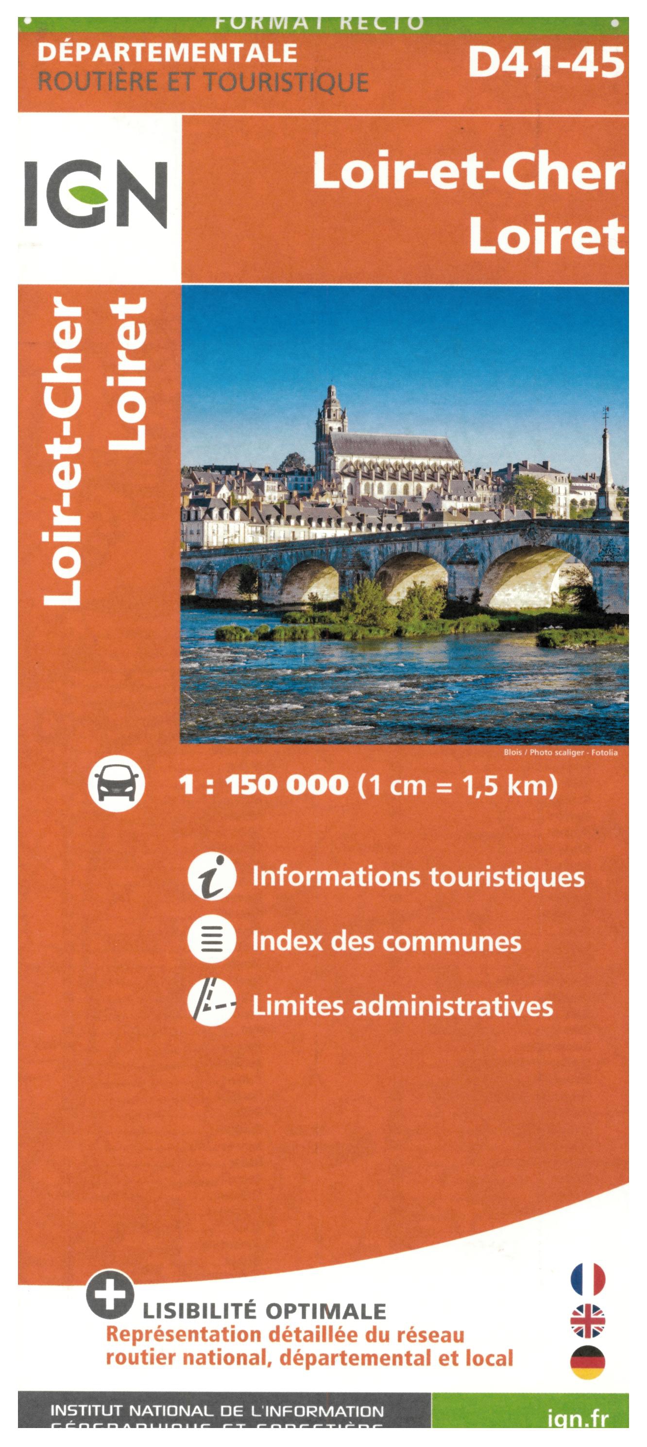 D41 45 LOIR ET CHER LOIRET ECHELLE 1 150 000